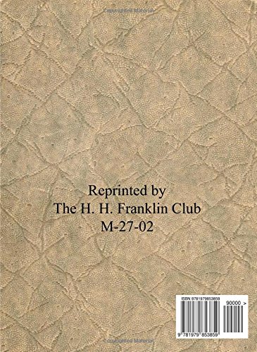 Franklin Series-11 Care Operation Ajustment Repairs: Operators' and Mechanics' Instrctions