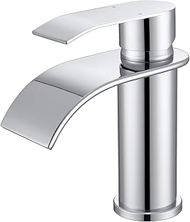 Ad – CECIPA Waterfall Spout Bathroom Sink Mixer Tap, Single Lever Handle Basin Mixer Tap, Polished Chrome, Drip-...