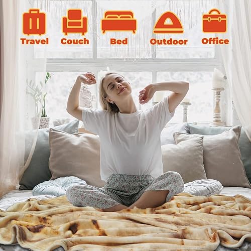 Miniatura 5 de HDFK Manta de tortilla tamaño adulto niños realista comida polar amarillo queso taco manta manta manta franela divertido regalo novedad 71 pulgadas