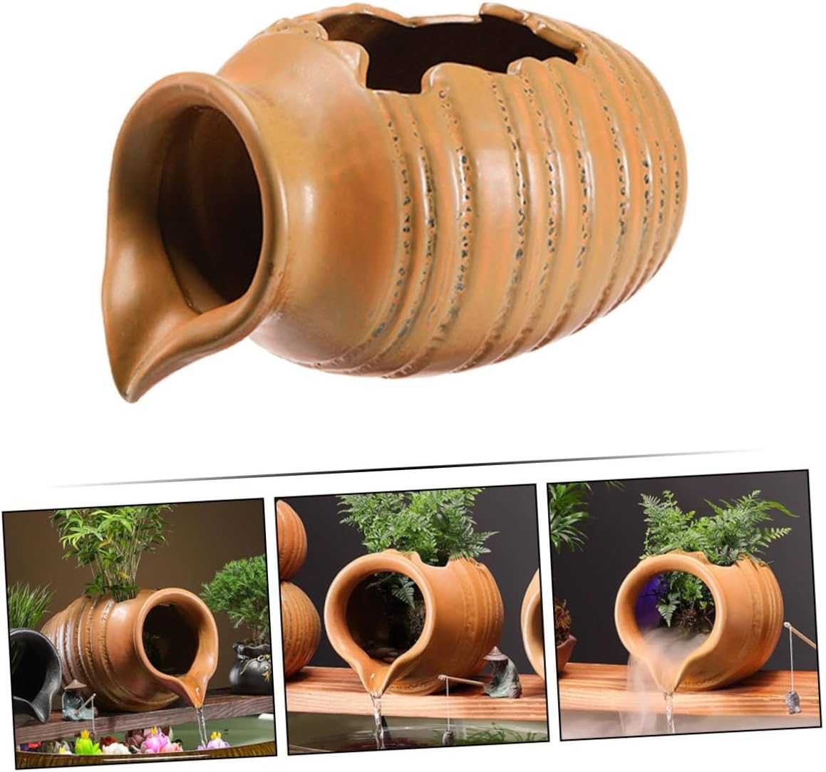 LIFKOME Water Circulation Fountain Decor Ceramic Jar Pump for Outdoor Indoor Garden Decor Courtyard Waterfall