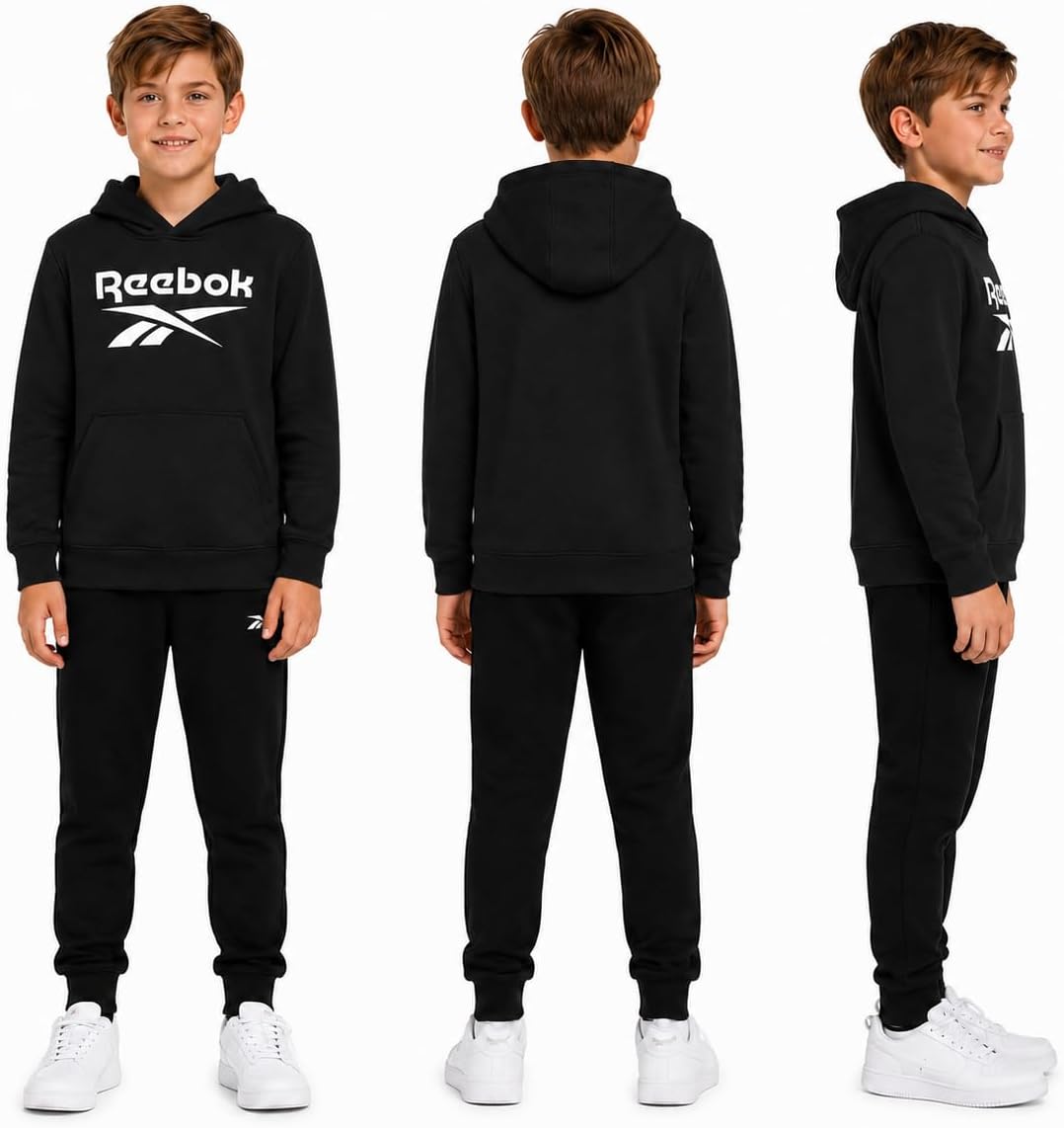 Reebok Boys Hoodie - Performance Fleece Pullover Boys Swaetshirts Cozy Graphic Hoodies for Gym Running and Casual Daily Wear