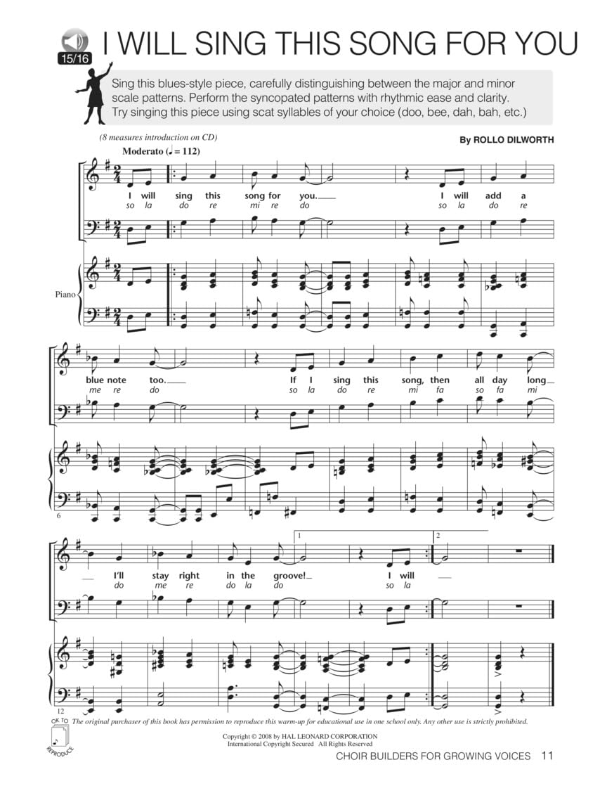 Choir builders for growing voices +cd: 18 Vocal Exercises for Warm-Up and Workout