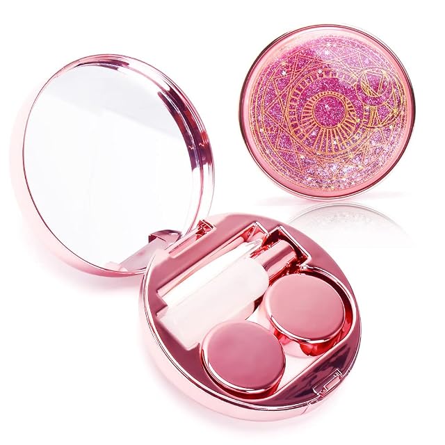 ofone Contact Lens Case Bling Stars Cute Contact Lenses Holder Travel Kit with Remover Tool Tweezers Solution Bottle