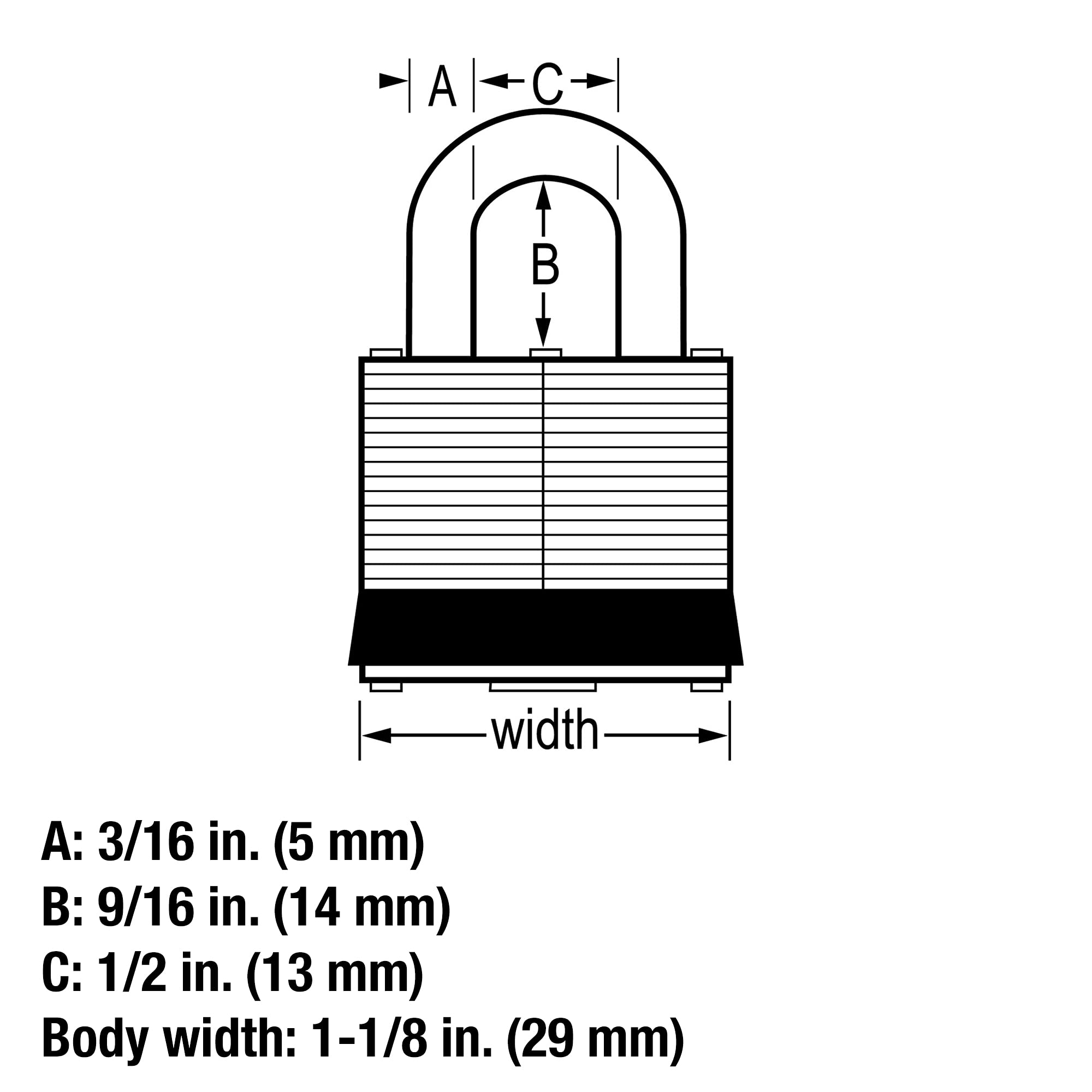 Master Lock Kłódka laminowana 7D, srebrny metal, 1-1/8 cala