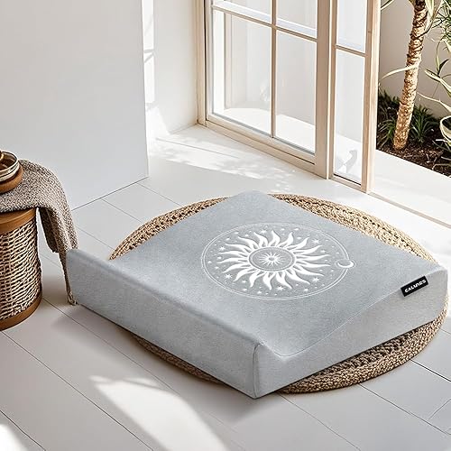 Miniatura 2 de Zafu - Juego de cojines de meditación de terciopelo, espuma de alta densidad, almohadas de piso grandes de 26.4 pulgadas, funda extraíble lavable