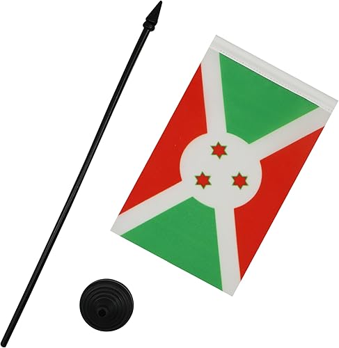 Miniatura 486 de Bandera de mesa Sierra Leona de 5 x 8 pulgadas, bandera de escritorio de Sierra Leona, 8.3 x 5.5 in, barra y base de plástico negro AZ FLAG