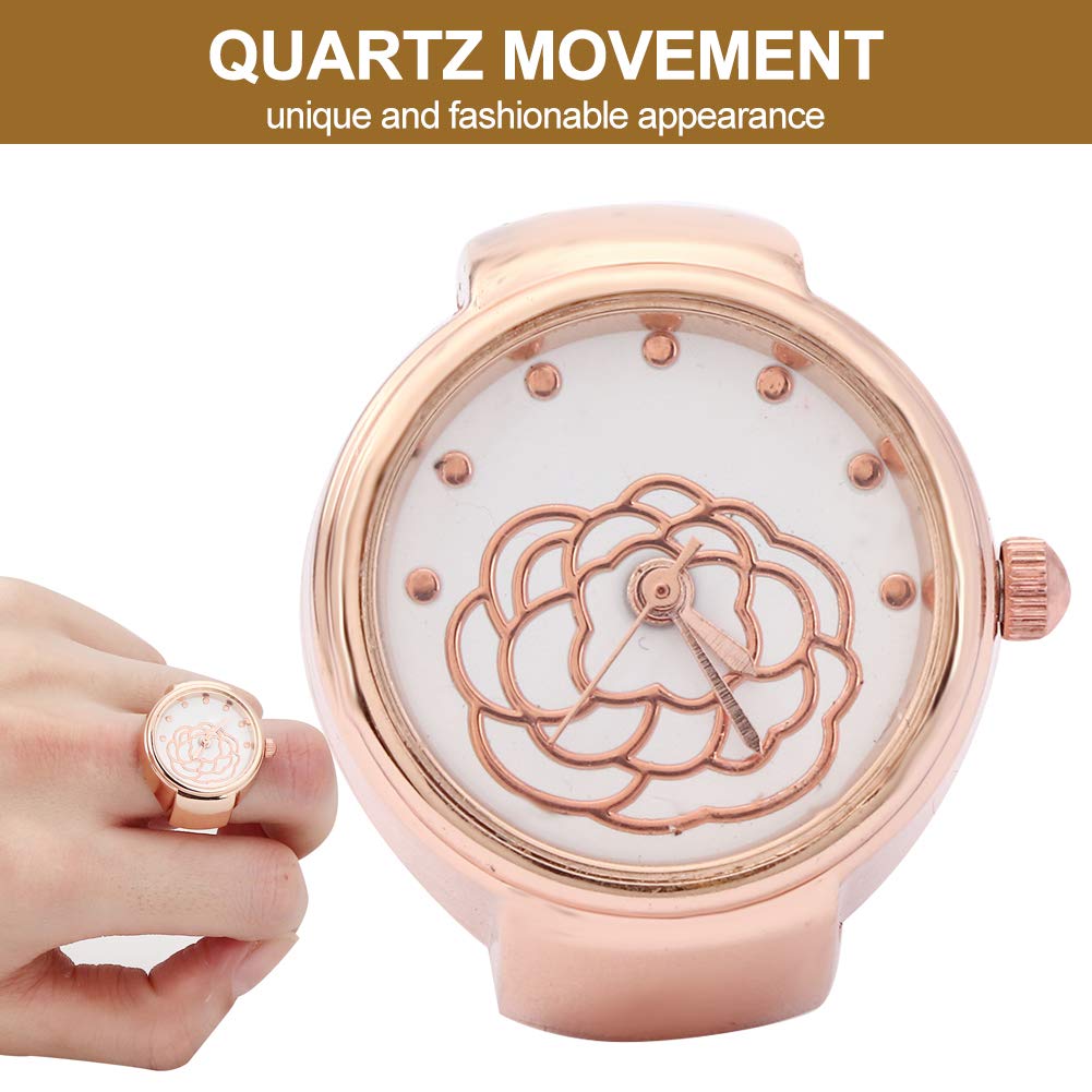 Brrnoo Orologio Anello Rosa Con Fiore - Orologio A Dito Donna In Acciaio Inossidabile - 5
