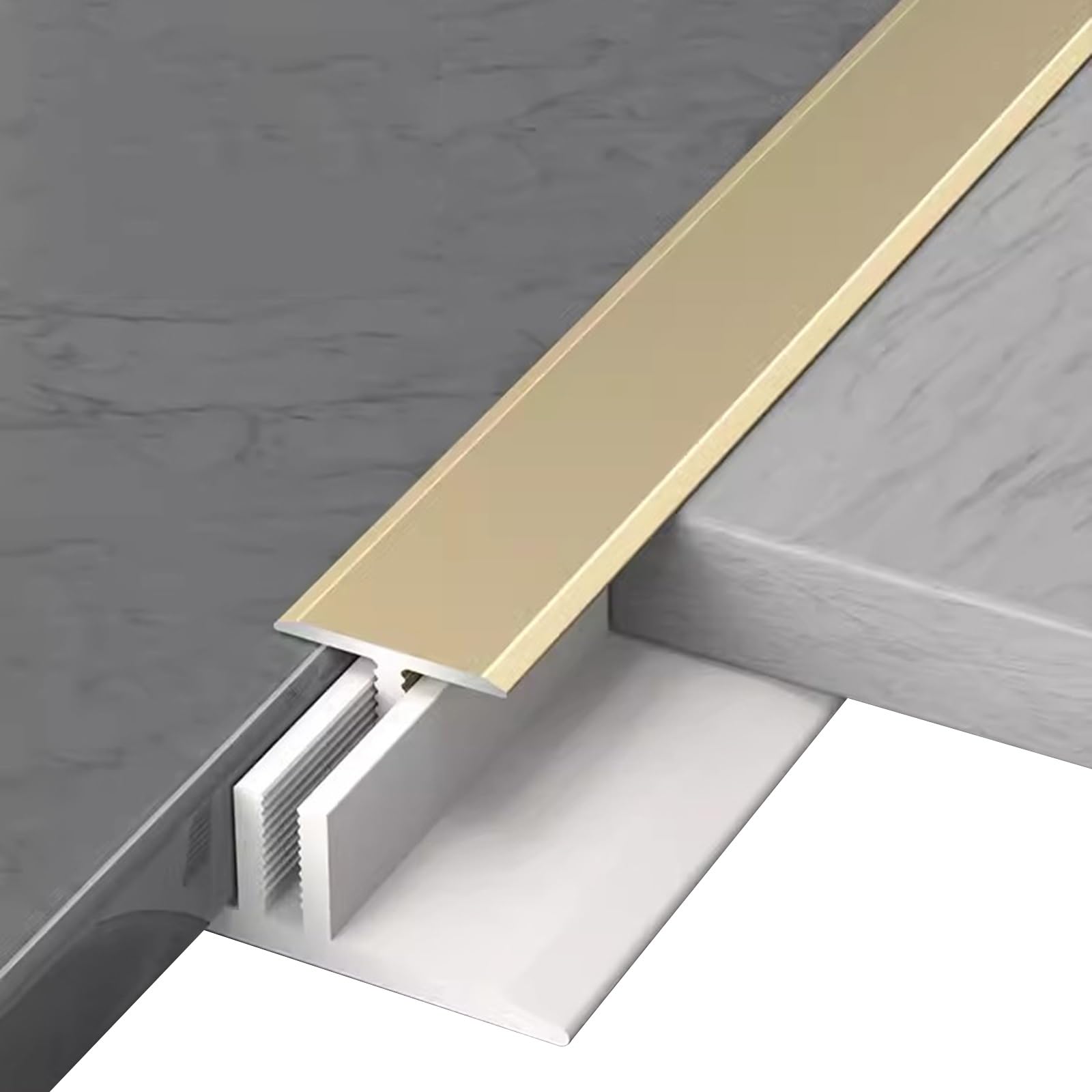 Perfil de transición Tira Embellecedora De Bordes De Transición De 18mm De Ancho Con Base, Umbral De Puerta Con Moldura En T De Metal Para Balcón Empresa Cocina, Dorado(100cm/39.4 inch)
