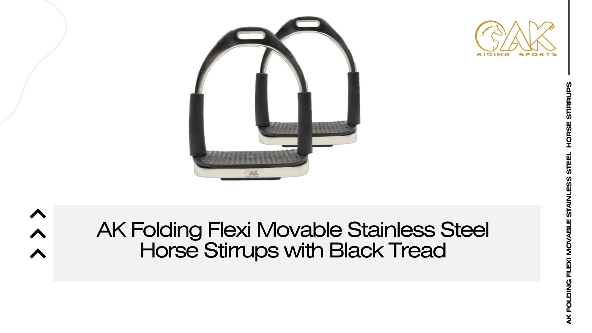 AK Flexi plegable de acero inoxidable para montar a caballo, estribos ecuestres con banda de rodadura negra (4 pulgadas, plata)