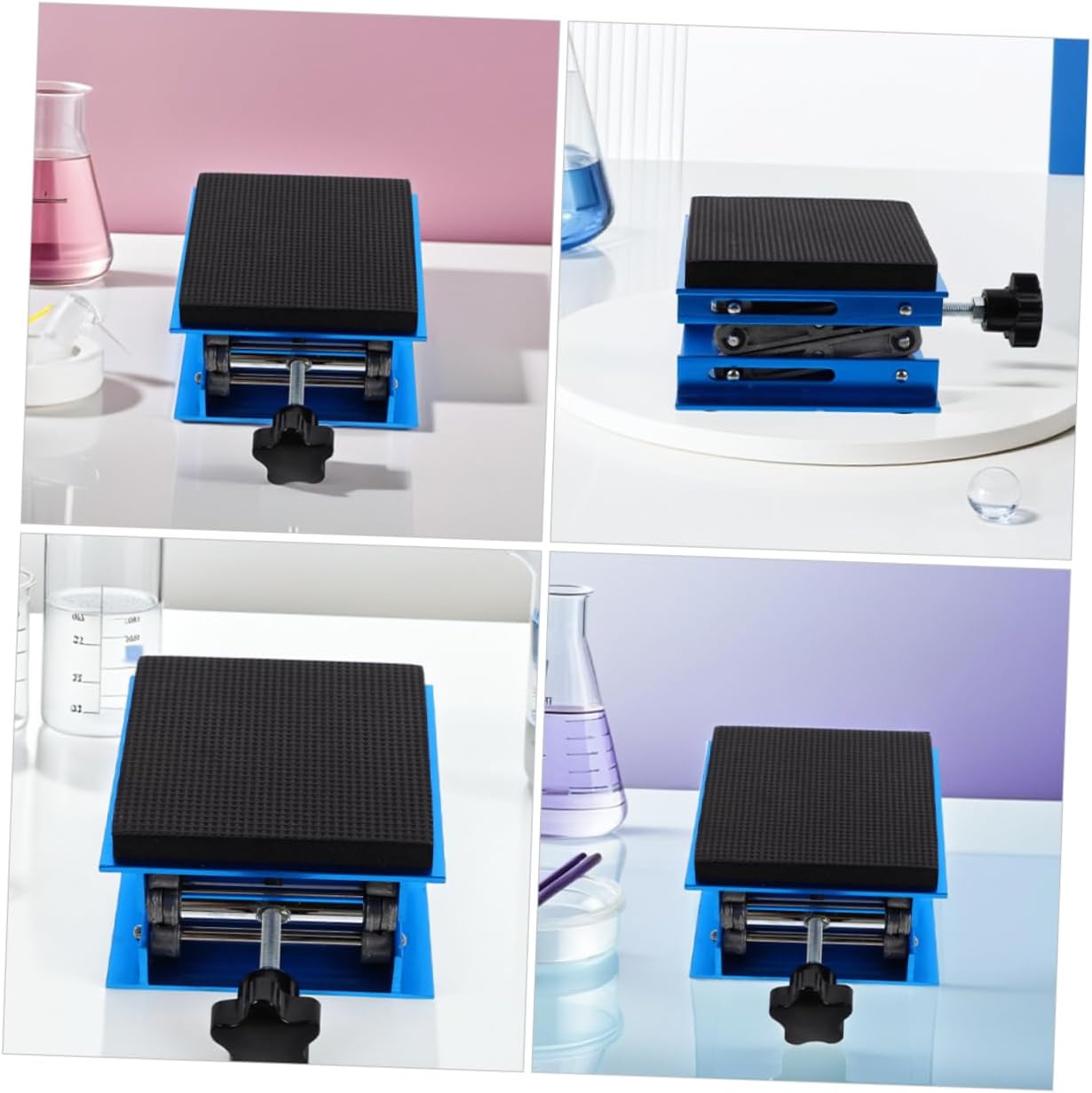 CANIGHT Lab Lifting Platform Stand Adjustable Height Shock Absorbing Aluminum Laboratory Jack Tool for Experiments Lightweight and Slip Design