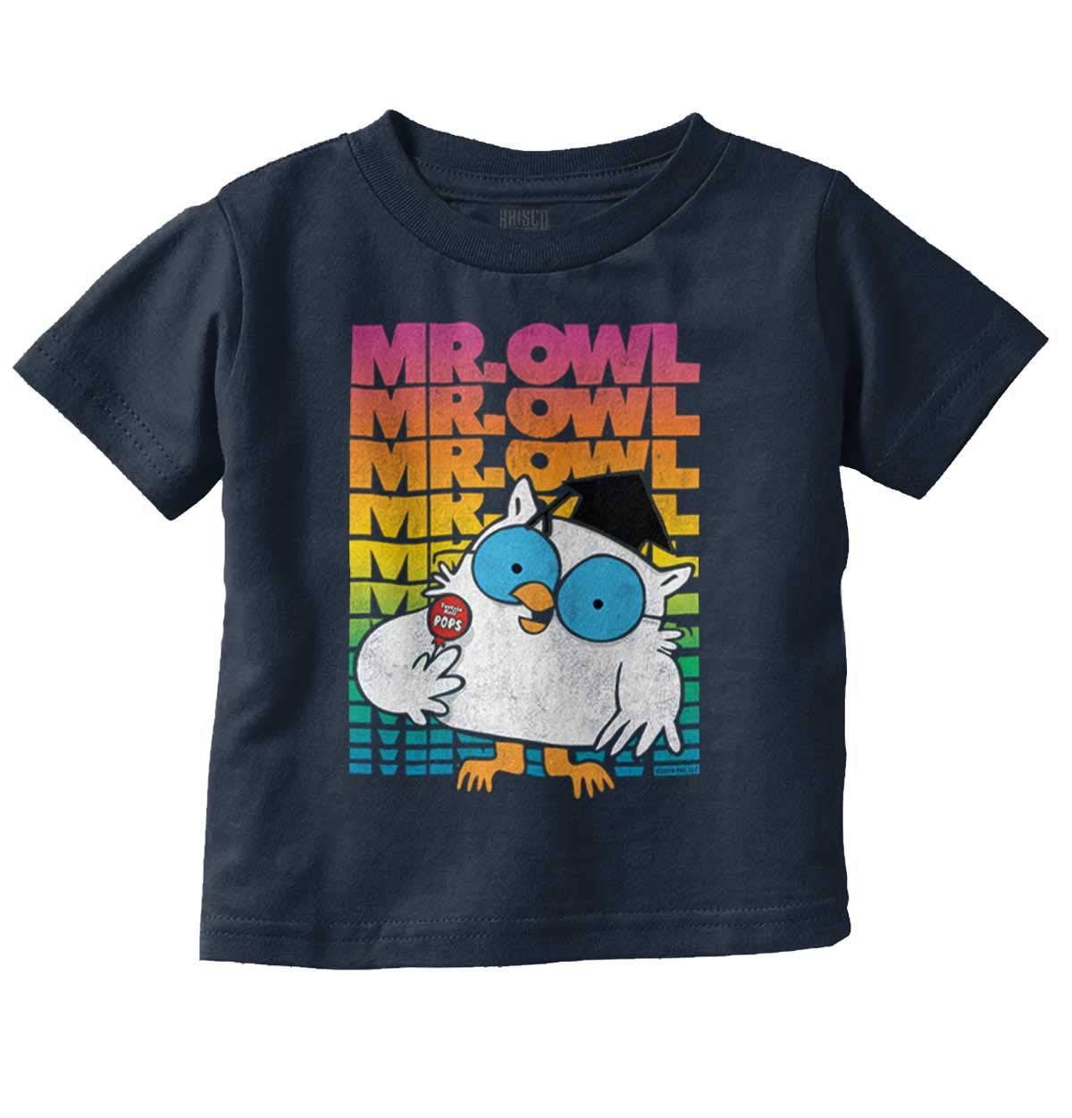 Mr Owl Vintage Retro Tootsie Pops Toddler Boy Girl T Shirt Navy
