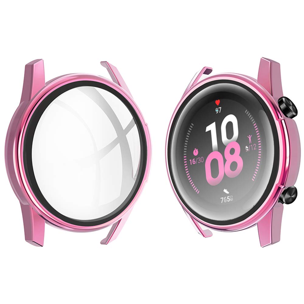 Kwmobile - Coque Silicone Huawei Watch GT2 42mm | Lot De 2 | Transparent-or Rose | Protection écran