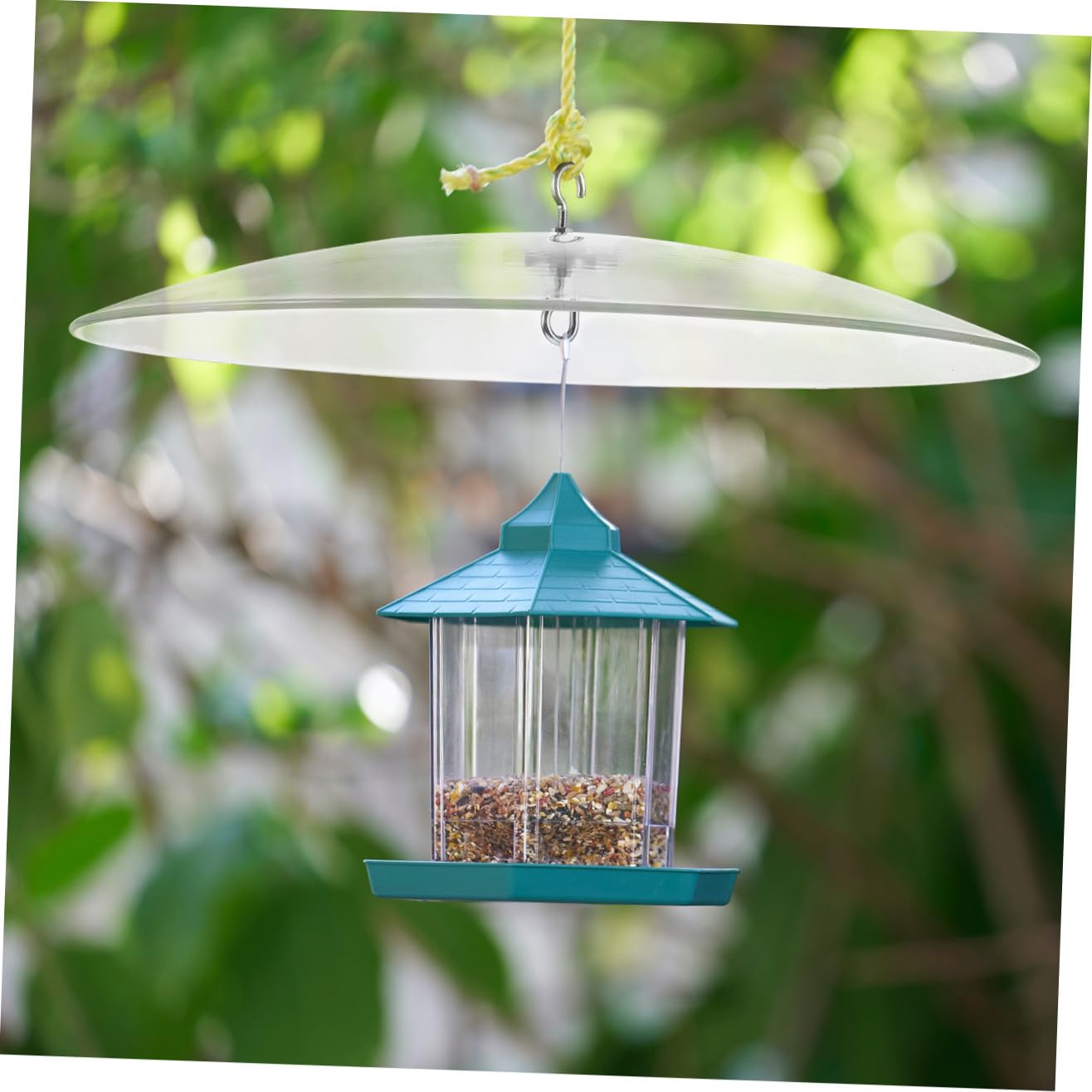 Kisangel Cubierta Transparente para Comedero De Pájaros Protector De Lluvia para Exterior Cúpula Colgante Resistente para Jardín y Patio