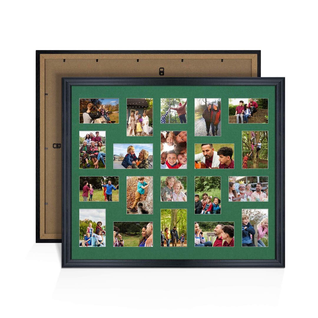 Procut Global 80X70CM Black Photo Frames For Multiple Pictures with Emerald Mount-Classic Collage Frame with 20 Apertures (18x) 6x4, (2x) 4x4-Engineered Wood with Shatterproof Perspex