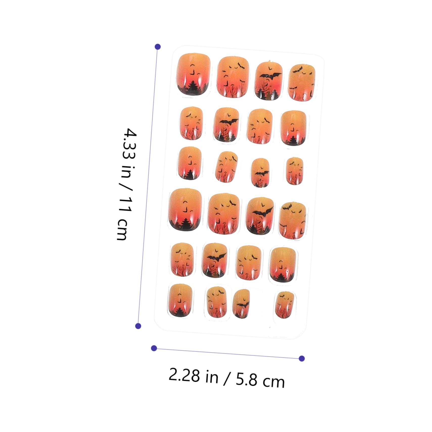 FRCOLOR 288 Piezas Pieza De Uñas Bolsas De Fiesta De Halloween Uñas Acrílicas Falsas Presione En Las Puntas De Las Uñas Decoración De Uñas Falsas Uña Falsa Clavo Niño Acrílico Artificial
