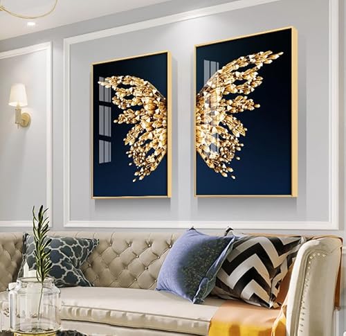 Quadro Decorativo Abstrato Dourado Golden Ouro Borboleta