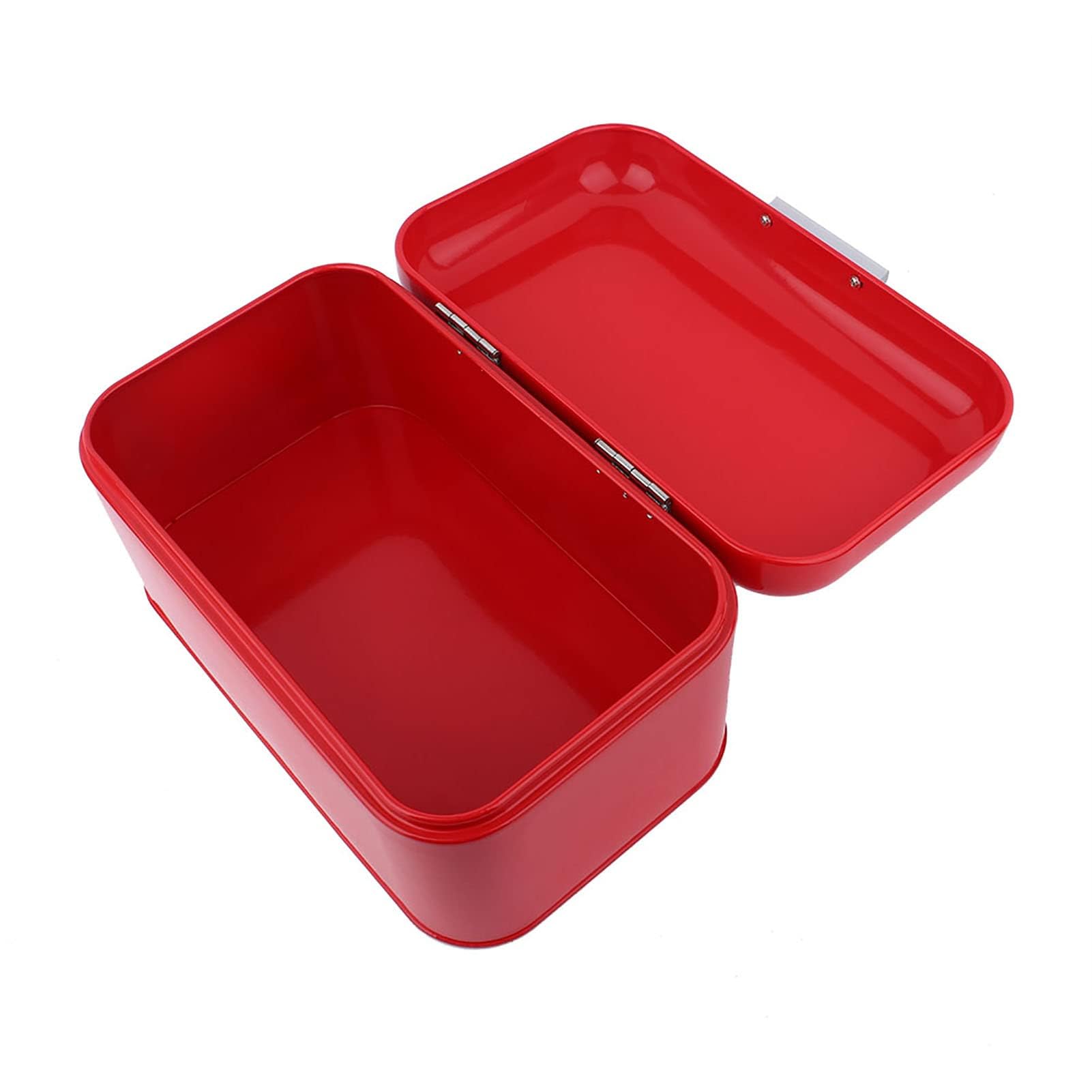 Panera de metal de 30,5 x 18,1 x 16 cm Caja de pan de metal retro de color sólido color sólido estilo retro con tapa gran capacidad ideal para la encimera de la cocina (rojo)