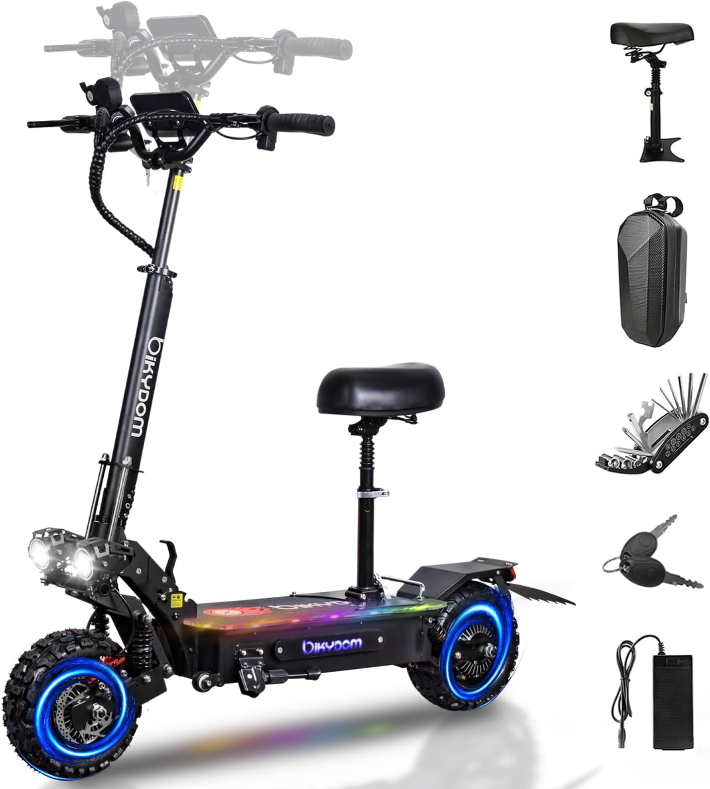 Electric Scooter for Adults, 5600W Dual Motors Up to 50 MPH, Electric Scooter Adults Range 50 Miles, 60V 27Ah Large Capacity Battery, 11" Off Road Tires Scooter with Detachable Seat Max Load 440lbs