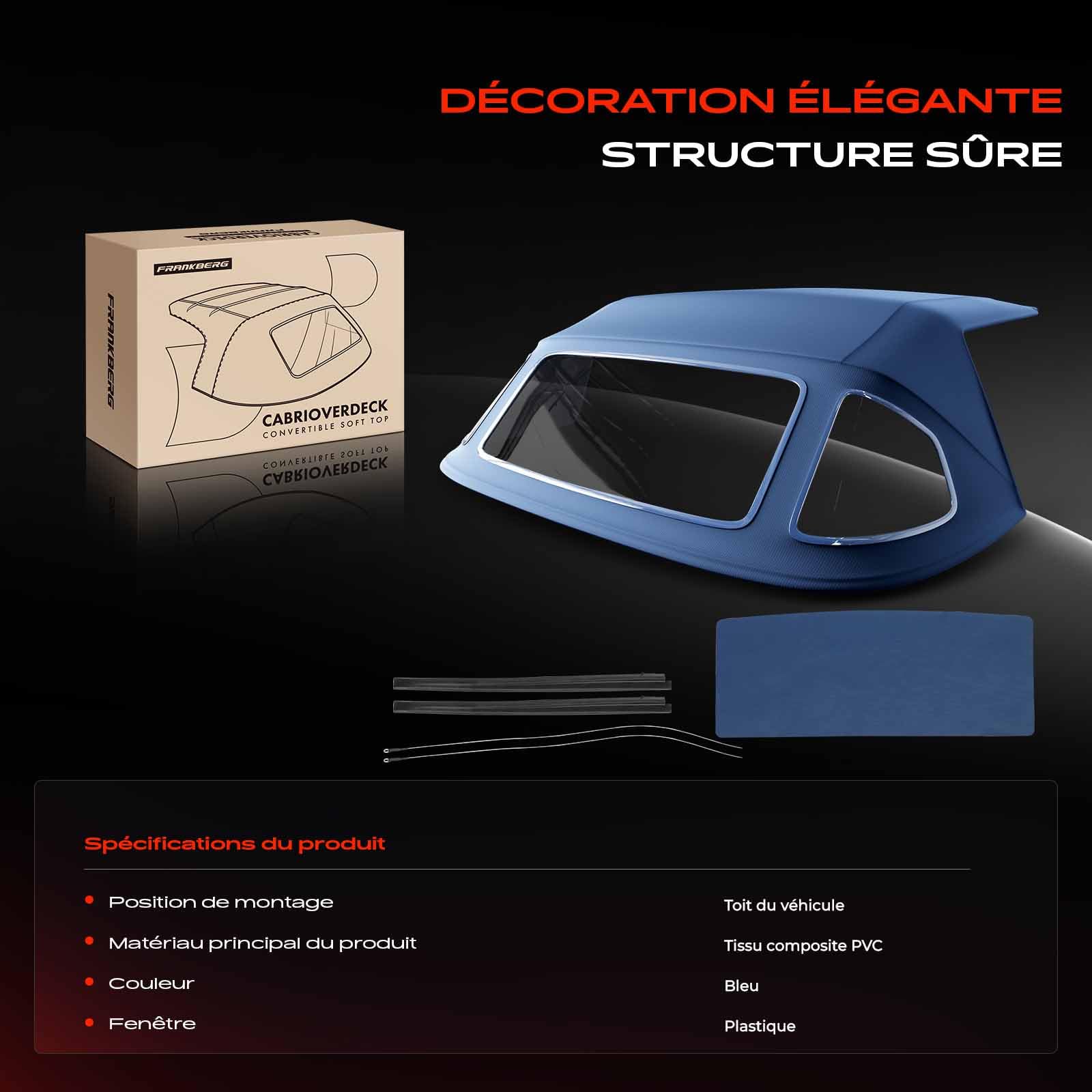 Frankberg Capote de cabriolet Softtop Compatible avec SL R107 380 SL 450 SL 560 SL 1972-1989 Cabriolet Remplacer# MBZ1074651-651,MBZ107546-11