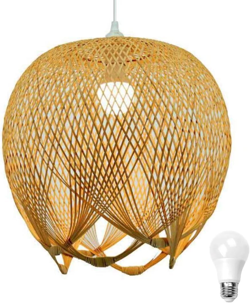 Creative Woven Bamboo Pendant Light Bamboo Lampshade Ceiling Light Chandelier Ceiling Lamp for Dining Room, Restaurant, Bedroom, Coffee Shop, Bar, S