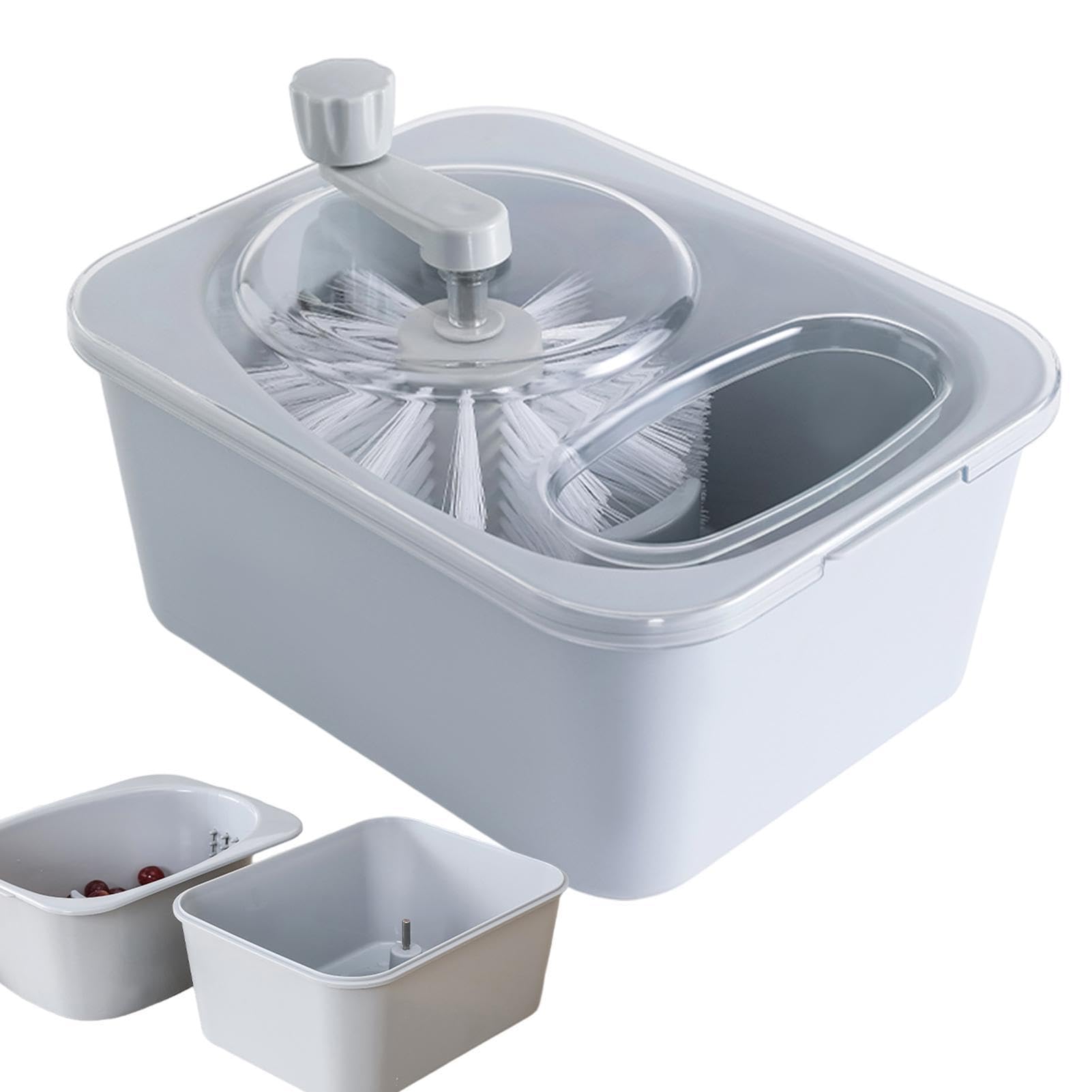 Limpiador de frutas – Pp Spinner Bowl | Limpiador de verduras con modo de lavado giratorio Vortex, cesta de drenaje de frutas resistente, utensilio de limpieza de alimentos de cocina para