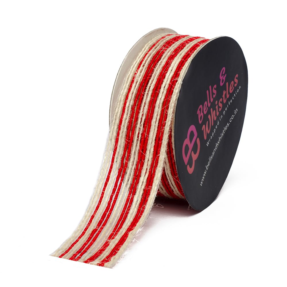 Bells and Whistles Christmas Ribbon Destiny, Plaid Check Winter,Wired Red and Off White Christmas Ribbon Xmas Crafts Supplies Tree 1 inch