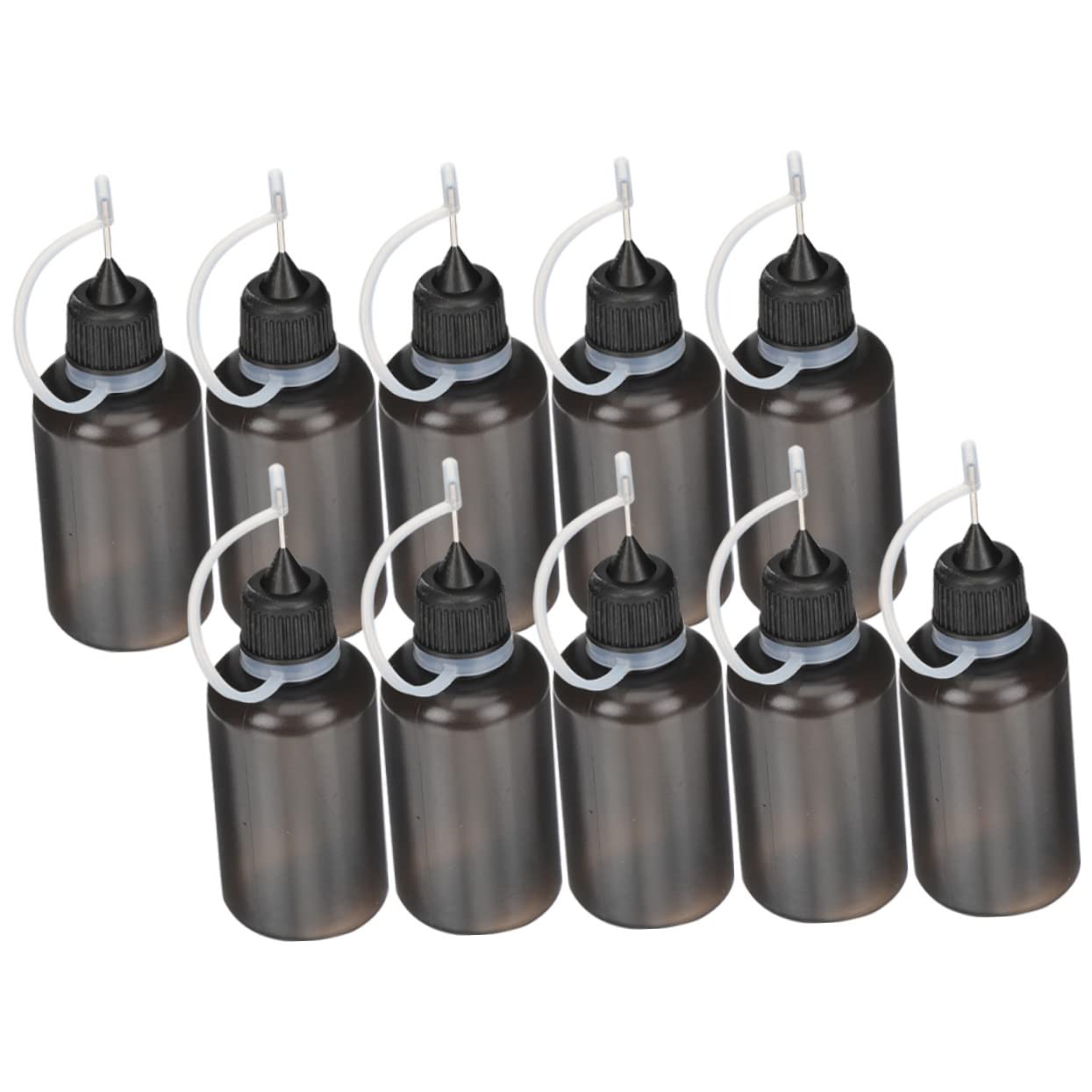 BESTYASH 5 Sätze Ölflasche Nadel Düse Klebstoff-tropfflaschen Quetschen Wasserflasche Flasche Zum Auftragen Von Klebstoff Kleine Plastikflaschen Für Flüssigkeiten Sport Schwarz 10 Stück * 5