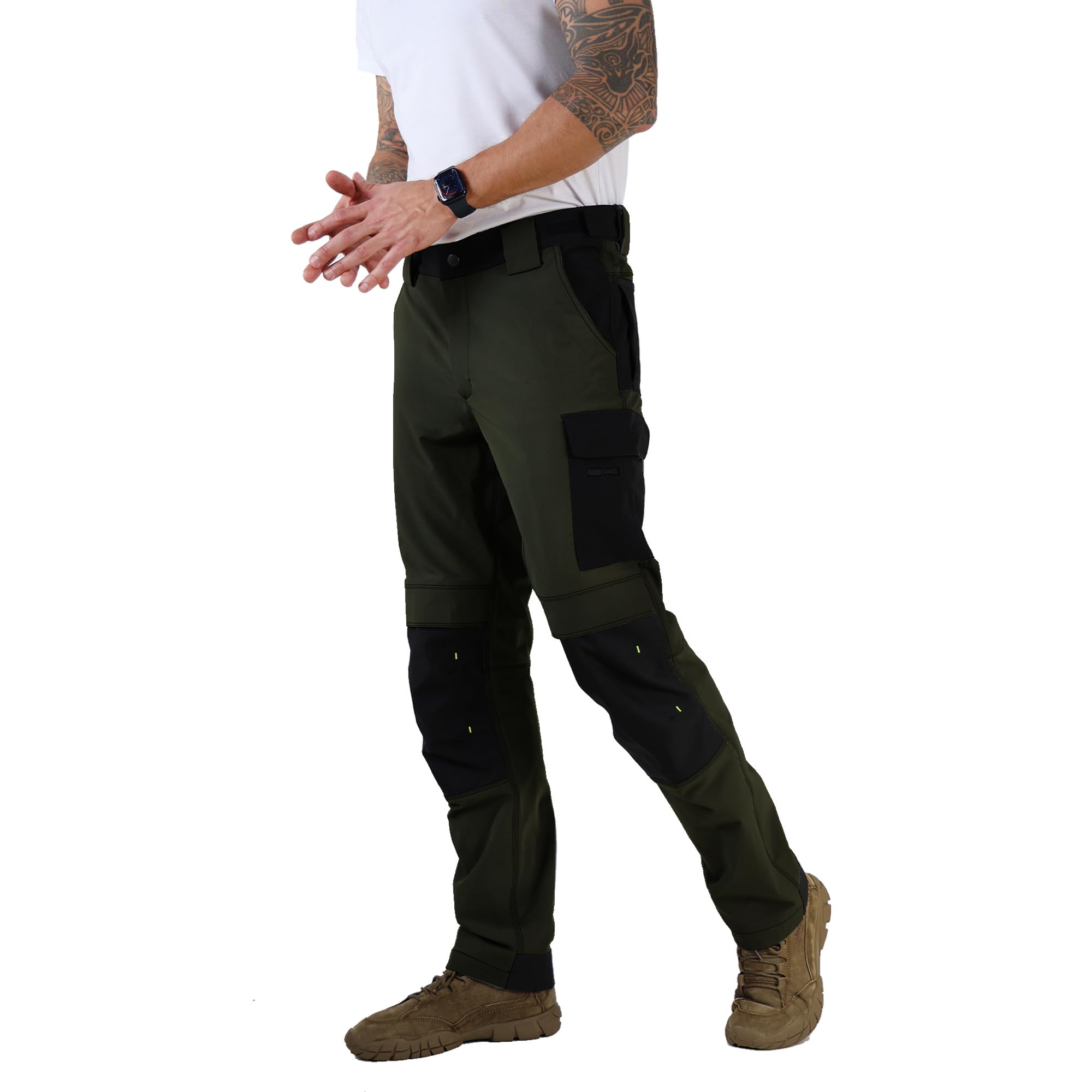 Ellobird Men's Work Utility Pants, Relaxed Fit 4 Way Stretch, Construction Carpenter Cargo Tactical, Durable Cordura