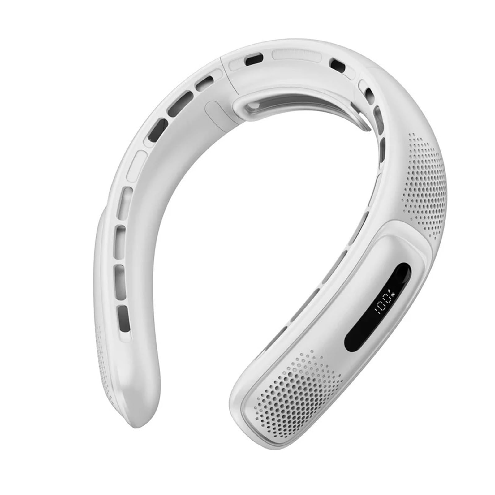 Generico Ventilatore Da Collo USB Portatile Con Display Digitale Silenzioso | Ufficio, viaggio, palestra, schermo digitale, 4000mAh(White)