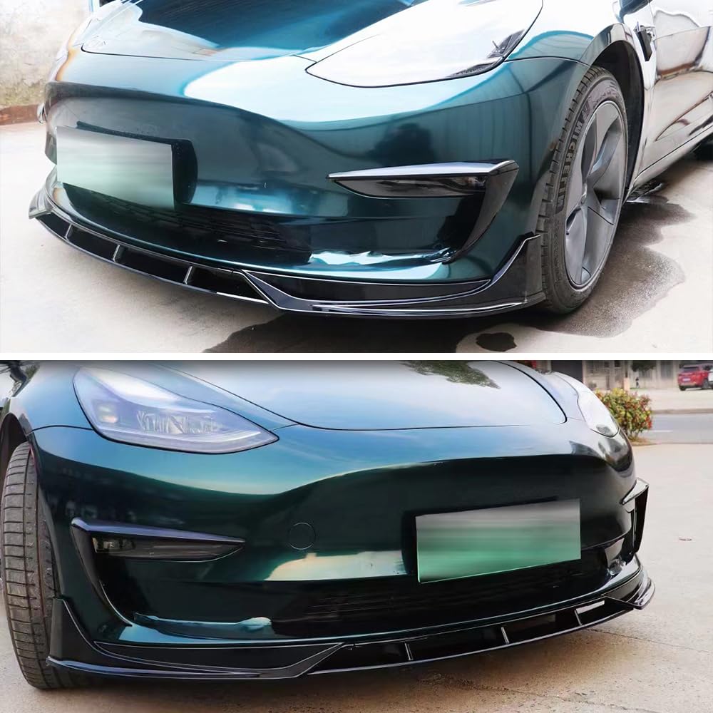Gloss Black 3-Stage Front Lip Spoiler Splitter For VW Passat B7 2012-2015