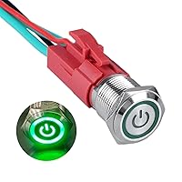 Vista 15 de Interruptor de botón de metal resistente de 0.748 in, resistente al agua, 20 amperios, 12 V-24 V, encendido/apagado, 1 no, 4 pines con enchufe