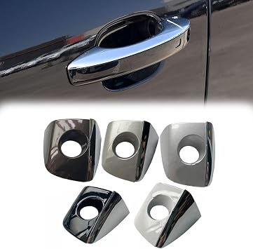 Chrome Front Left Door Handle Key Hole Cover Cap for Audi Q5 2013-2016 8R0837899 Black