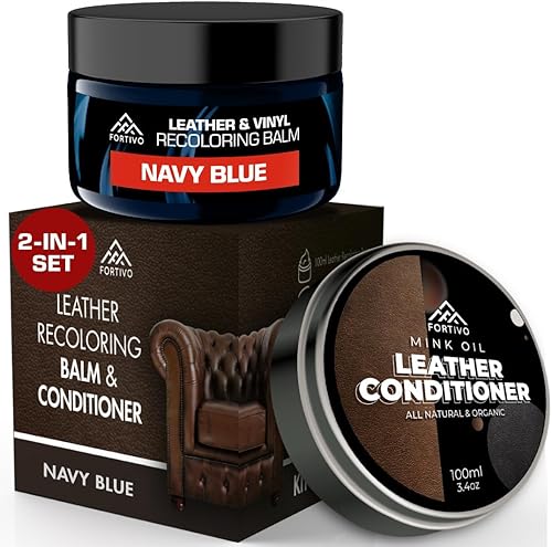 Bálsamo recolorante de cuero con visón, pintura de cuero azul marino, kit de reparación de sofás de cuero, kit de reparación de cuero para muebles,