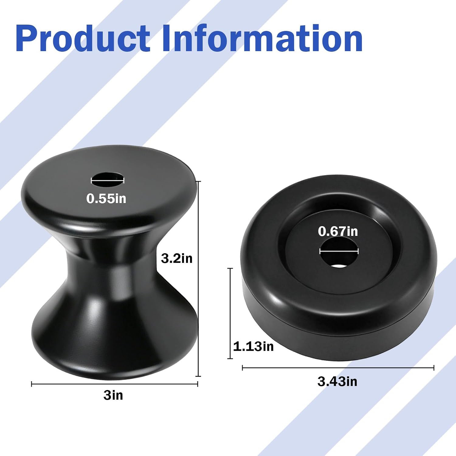 Boat Trailer Keel Roller End Caps Kit for Boat Trailer Roller 3-Pack | for 1/2 Inch Shaft for Boat Transport Replacement, Bow Roller of The Ship Trailer