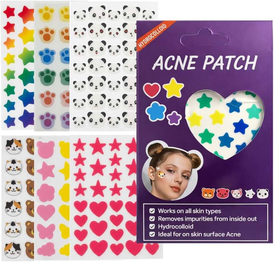 Adesivo para Acne e Espinha com Gel Hidrocolóide, Acne Patch, Absorção de Impurezas, Multicores, Tratamento Facial Estético (Panda)