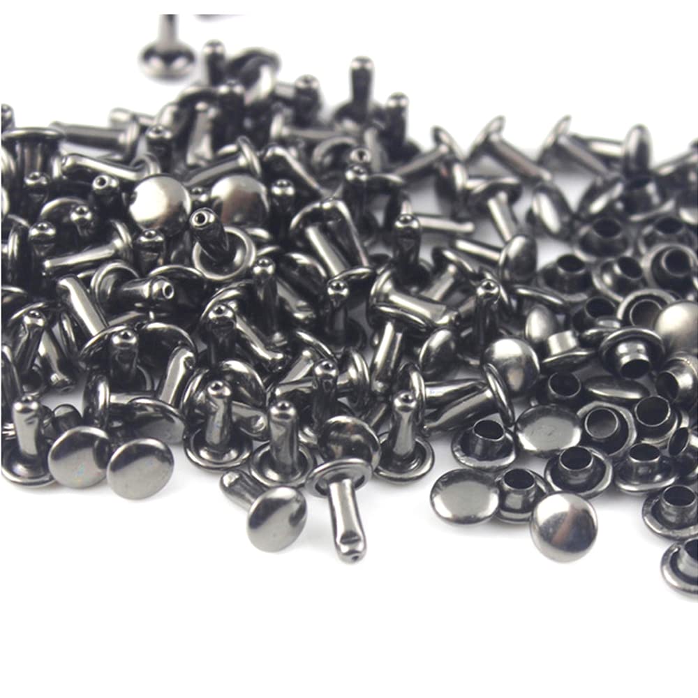 100sets Metal Double Cap Rivets Studs Round Rivet,Gunmetal,8×12mm