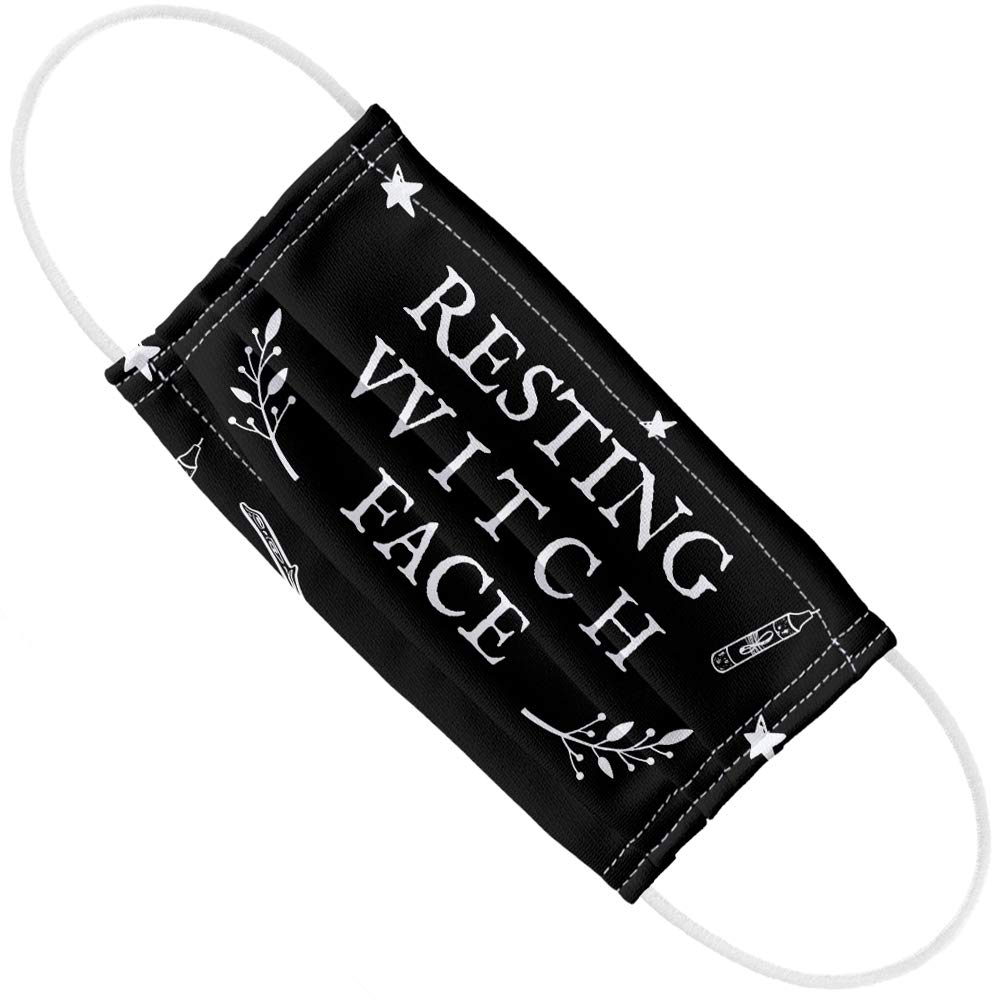 Resting Witch Face 1-Ply Reusable Face Mask Covering with Adjustable Nose Wire, Unisex
