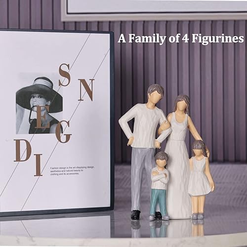 Miniatura 4 de Una familia de 4 figuras, estatuas familiares de padres e hijos, estatua de resina de padre e hijo, madre e hija, regalos para papá, mamá o niños,