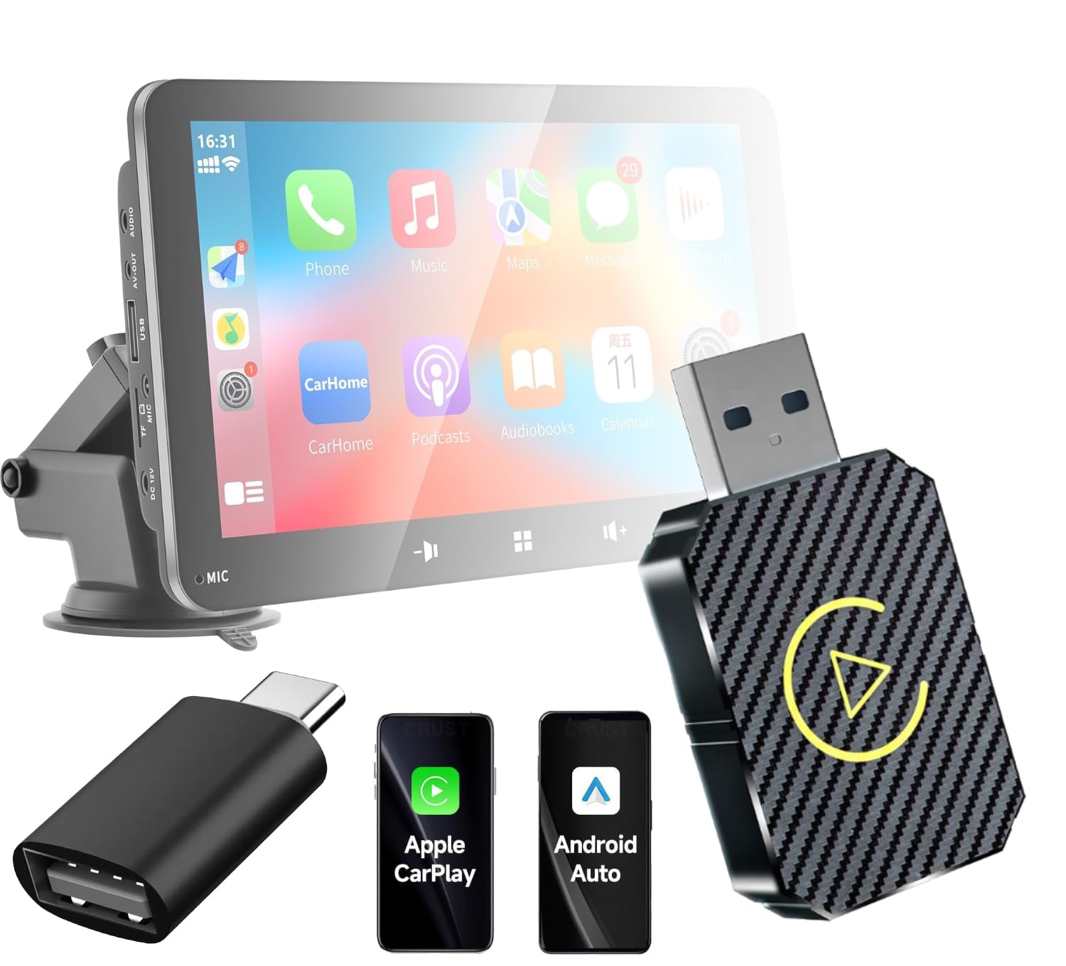 2-in-1 Wireless CarPlay and Android Auto Adapter, Plug and Play Dongle, Fast Auto-Connect, No Delay, for iPhone and Android, USB/USB-C Port, Black (Carplay-3103)-image-26