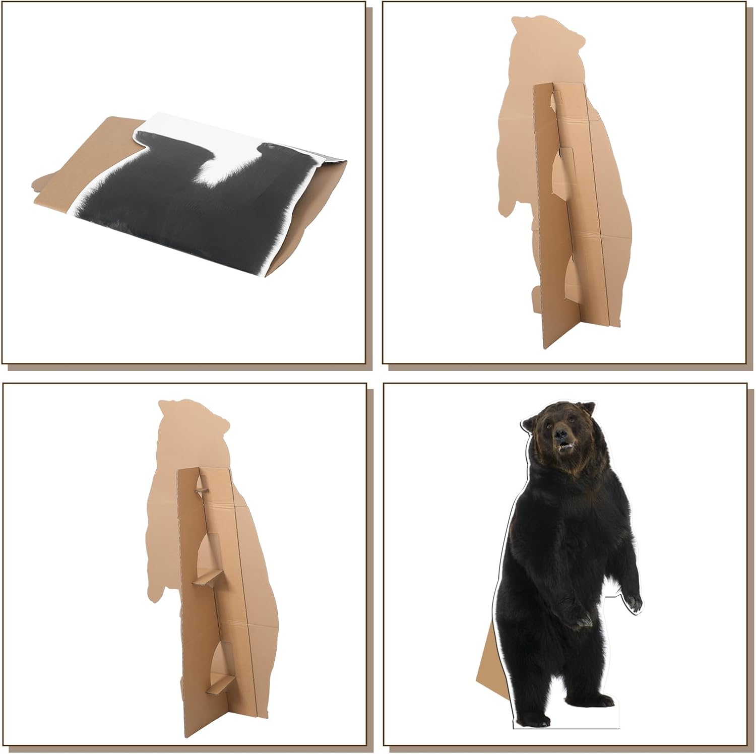 5.2 Ft Life Size Brown Bear Cardboard Standup Large Animal Cutout Stand for Brown Bear Farm Birthday Party Photos Props Decoration