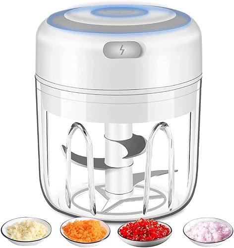 Mini picadora eléctrica de ajo, procesador inalámbrico portátil de alimentos, licuadora de condimentos para frutas, ajo, frutas, verduras