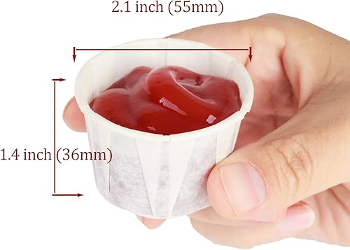 Vista 12 de Golden Apple, Tazas de porción de 2oz-100ct. Caña de azúcar/bagazo compostable. Biodegradable. Muestra de policías de alimentos.