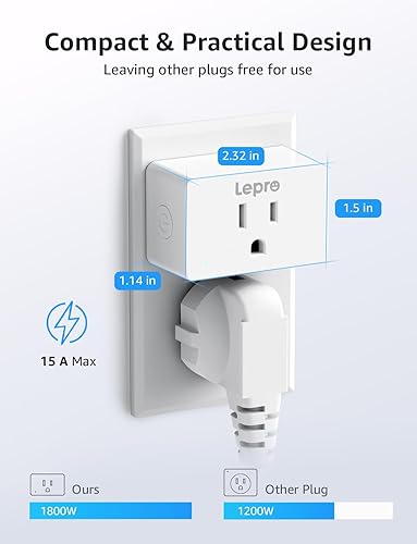 Miniatura 6 de Lepro Enchufe inteligente P1 Mini 15A, enchufes inteligentes WiFi Bluetooth funcionan con Alexa y Google Assistant, control de vozaplicación,
