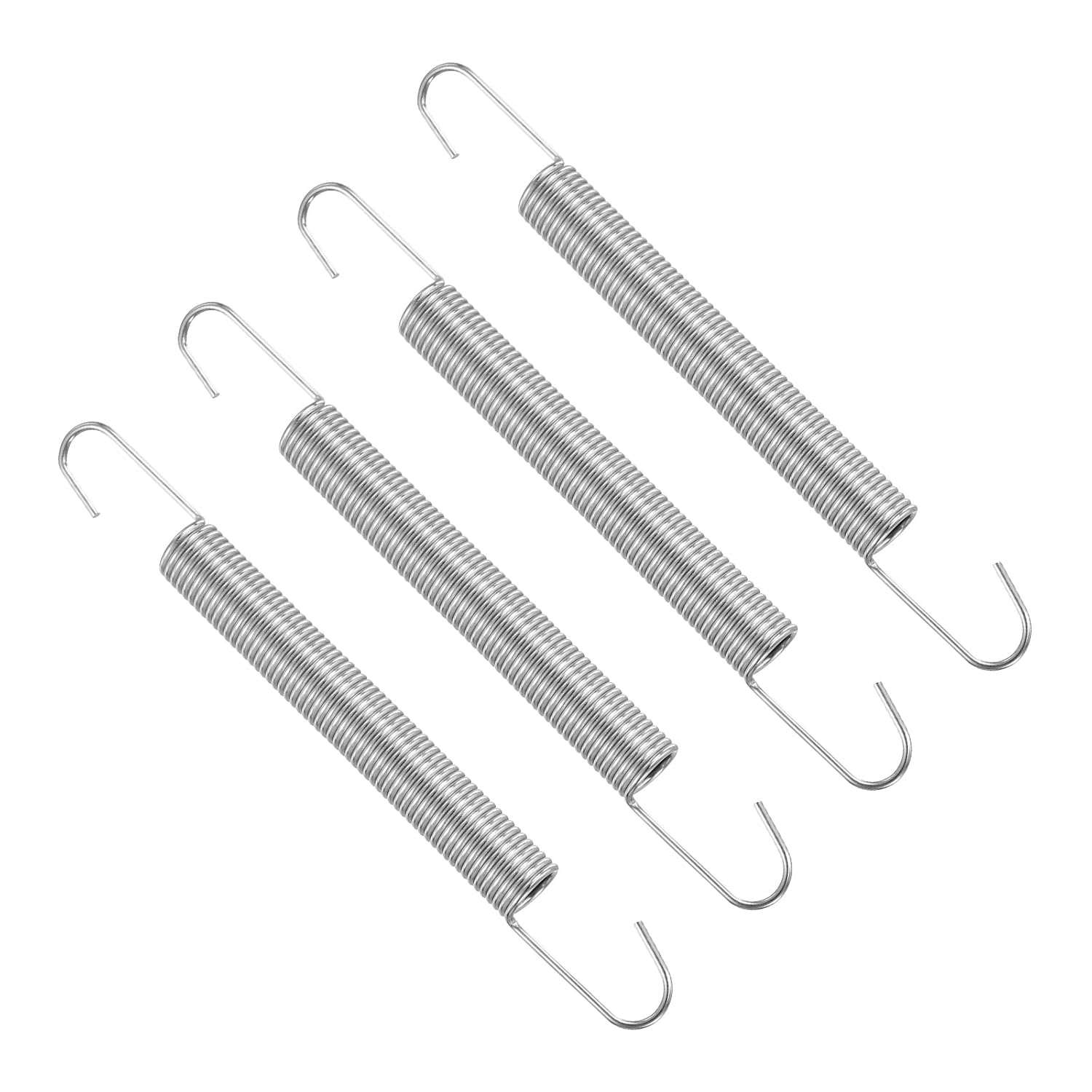 uxcell 4Pcs Extension Spring, Stainless Steel Small Springs with Dual Hook Mechanical Compression Spring for Home Furniture Repair 1.2mm Wire Dia x 10mm OD x 115mm Length
