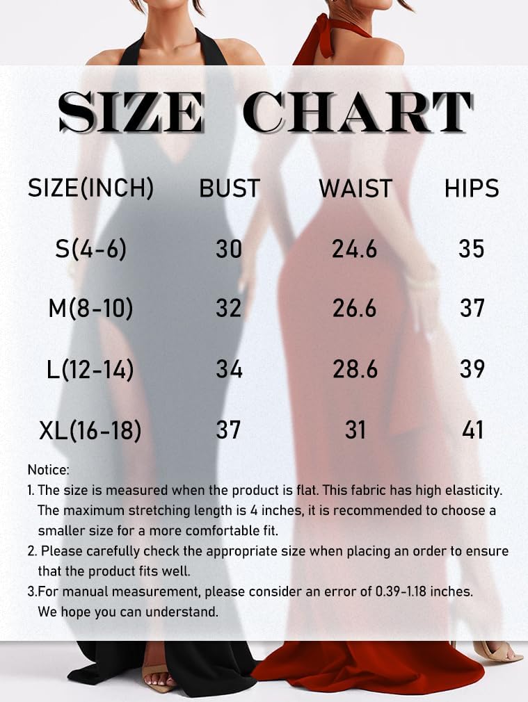 LAGSHIAN Women's Sexy Deep V Neck Halter High Split Backless Cocktail Party Formal Maxi Dress - Image 7