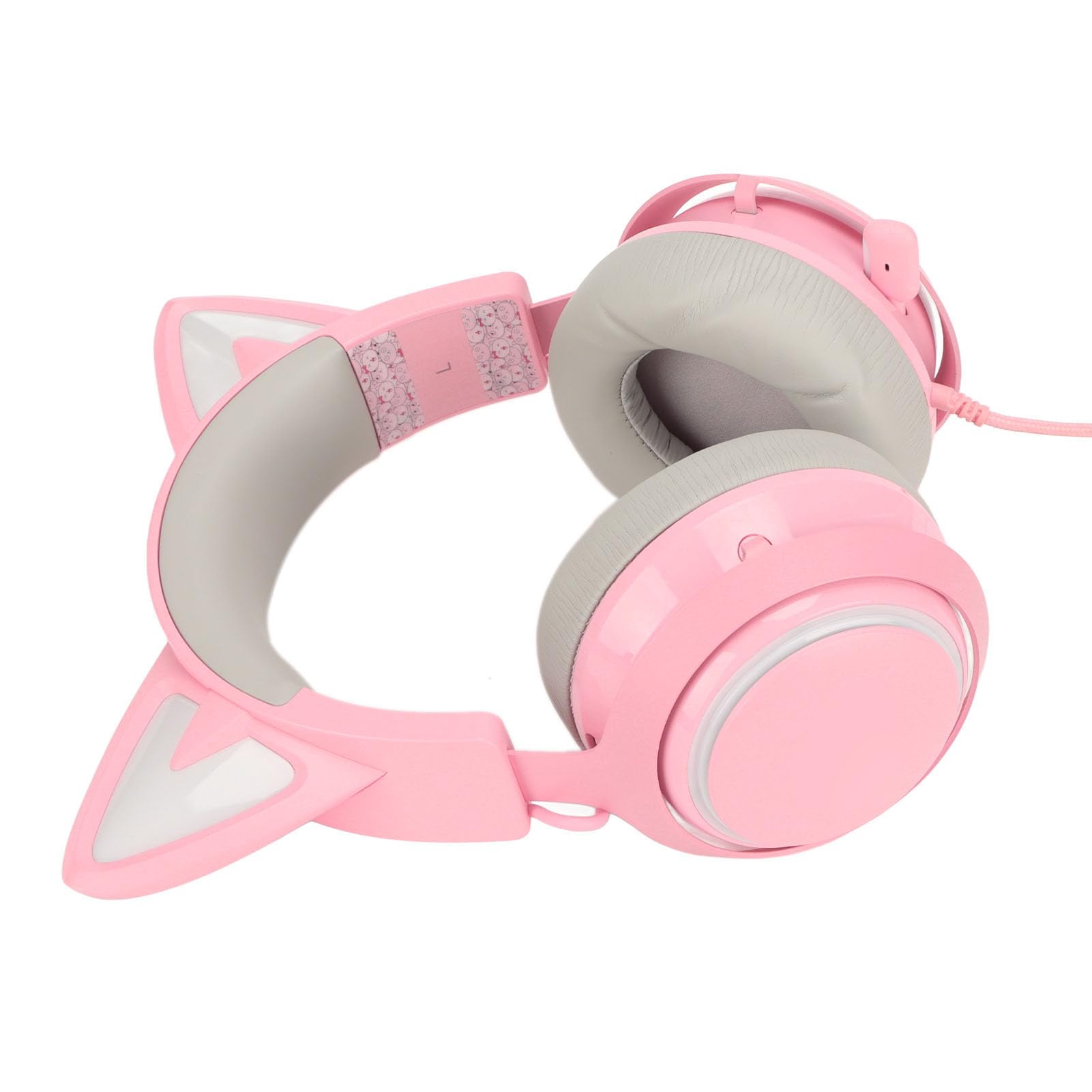 Zestaw Słuchawkowy Cat Ear, Gamingowy Zestaw Słuchawkowy Różowe Słuchawki Cat Ear Słuchawki z Redukcją Szumów z Wysuwanym i Elastycznym Mikrofonem Oraz Miękkimi Nausznikami