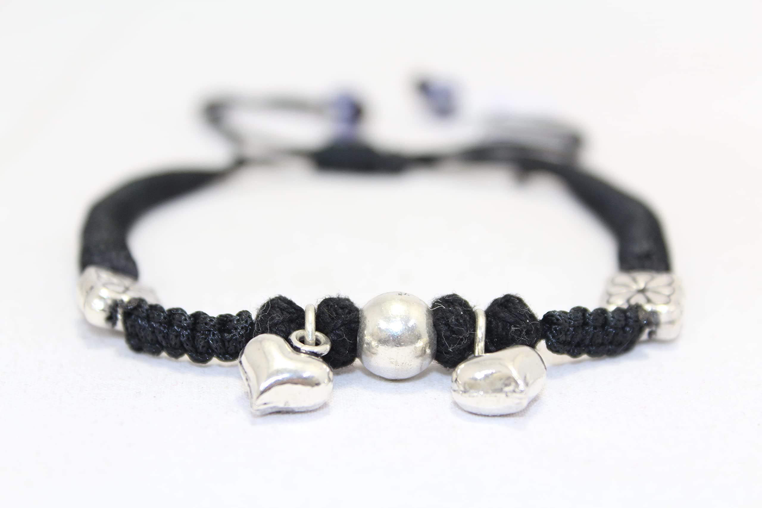 PH - Cavigliera in argento Sterling 925, in nylon nero, con perline Rakhi Evil Eye, A425