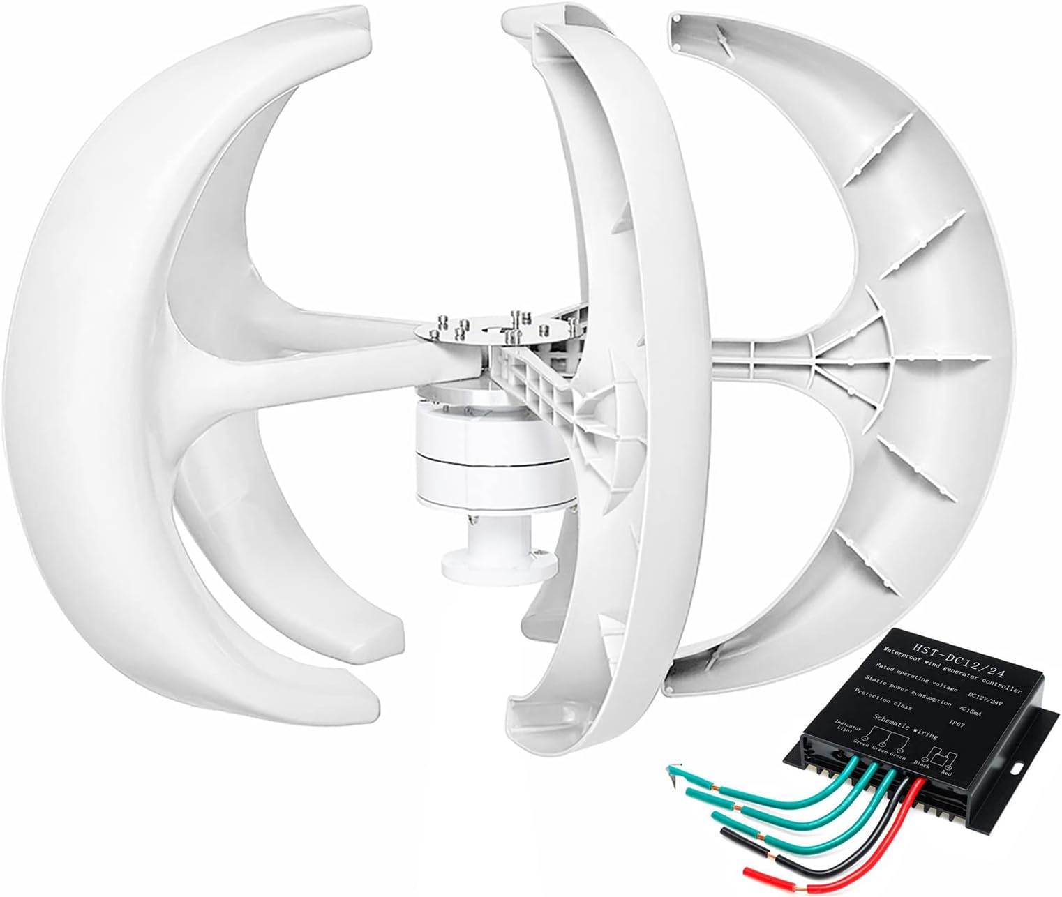 12V 24V 48V 12000W Vertical Wind Turbine Three Phase Wind Turbine Generator with MPPT Controller 5 Blades No Noise for Boats Or Mobile Houses Charging
