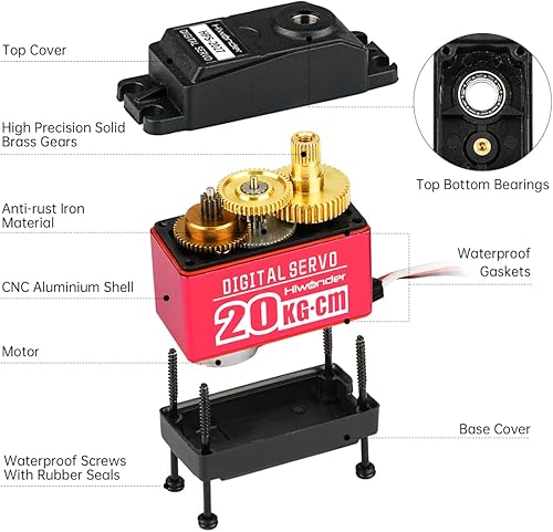 Miniatura 7 de Engranaje servo digital de metal completo de 441lbs de alto par carcasa de aluminio impermeable para modo RC DIY ángulo de control de 270
