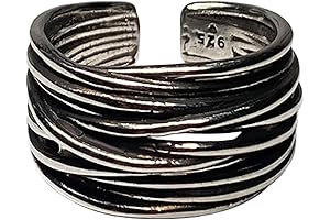 CH.yishi Handmade 925 Sterling Silver Vines Adjustable Rings for Men and Women